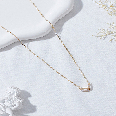 1Pc Brass Micro Pave Clear Cubic Zirconia Paperclip Pendant Necklaces NJEW-LP0009-55-1
