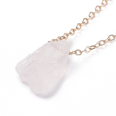 Irregular Raw Natural Gemstone Pendant Necklace with Brass Chain for Women NJEW-JN03832-1
