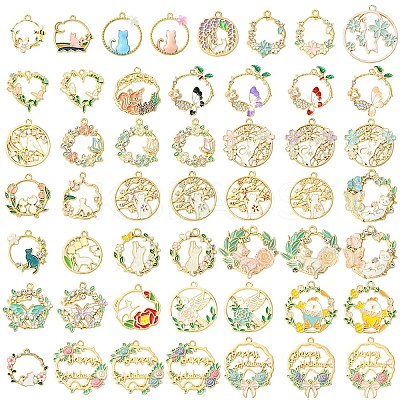 36Pcs 18 Styles Alloy Enamel Pendants ENAM-YW0005-12-1