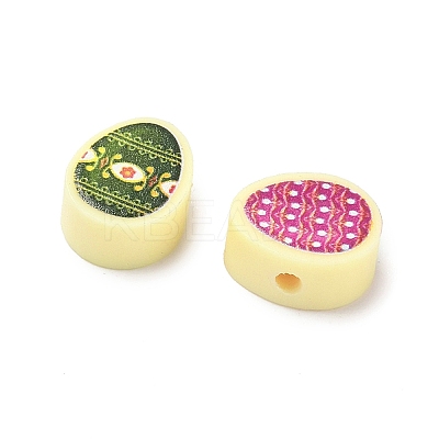 Printed Handmade Polymer Clay Beads CLAY-I016-04-1