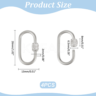 4Pcs 304 Stainless Steel Screw Carabiner Lock Charms STAS-UN0060-16-1