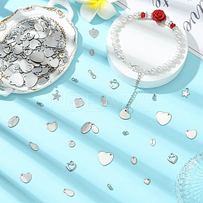 160Pcs 16 Styles 304 Stainless Steel Chain Tabs FIND-CJ0004-88-1