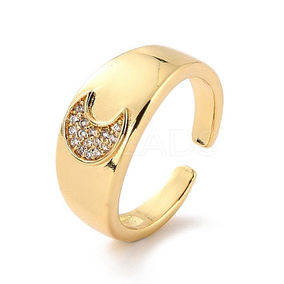 Moon Cubic Zirconia Dome Ring for Her RJEW-C017-12G-RS-1