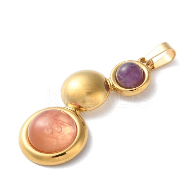 Natural Amethyst and Cherry Quartz Glass Pendants STAS-C120-12G-03-1
