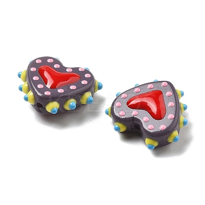 Baking Paint Glass Bumpy Beads Heart LAMP-V001-07A-1