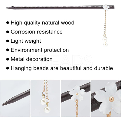 8Pcs 8 Style Wood Hair Sticks OHAR-PH0001-27-1