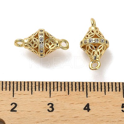 Brass Micro Pave Clear Cubic Zirconia Bicone Connector Charms ZIRC-P112-04G-1