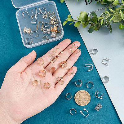 44Pcs Brass Cuff Earrings Set EJEW-PH0001-09-1