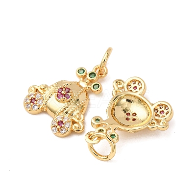 Brass Micro Pave Cubic Zirconia Charms KK-D019-24G-1