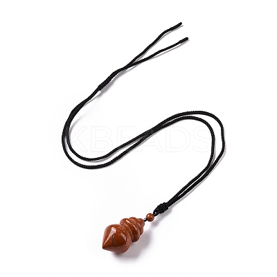 Gemstone Pendant Necklace with Nylon Cord for Women G-A210-04-1