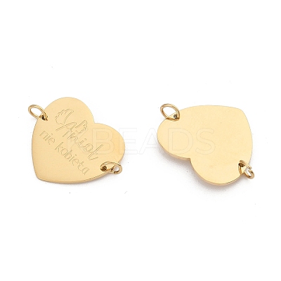 304 Stainless Steel Heart Connector Charms STAS-P396-03B-G-1