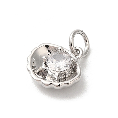 Rack Plating Brass Clear Cubic Zirconia Charms KK-Z056-29P-1