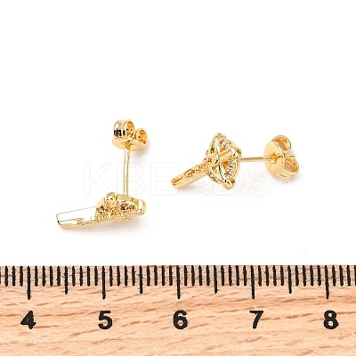Cross Brass Micro Pave Clear Cubic Zirconia Stud Earrings EJEW-A135-17G-1