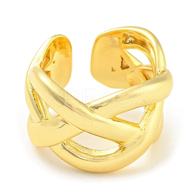 Rack Plating Brass Criss Cross Open Cuff Rings RJEW-Q784-10G-1