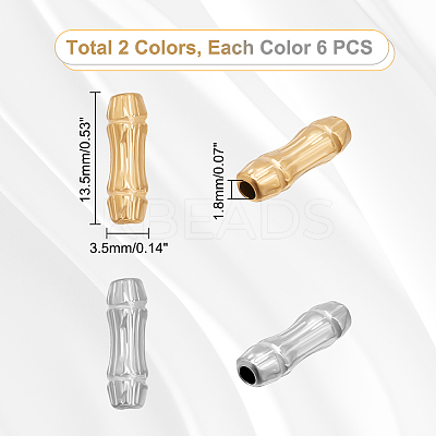 12Pcs 2 Colors 304 Stainless Steel Beads STAS-UN0042-21-1
