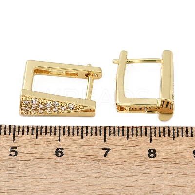 Rectangle Brass Micro Pave Clear Cubic Zirconia Hoop Earrings EJEW-L299-07G-1