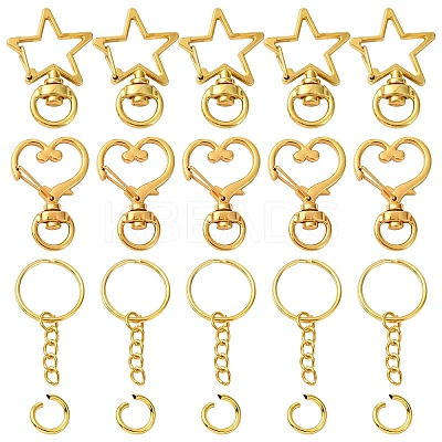 10Set 2 Styles Star Alloy Swivel Clasps with 10Pcs Iron Split Key Rings PURS-YW0001-01A-1