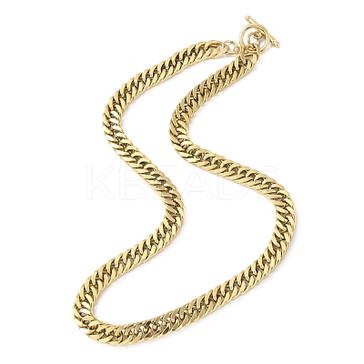 Ion Plating(IP) 304 Stainless Steel Curb Chain Necklace for Men Women NJEW-M200-10G-1