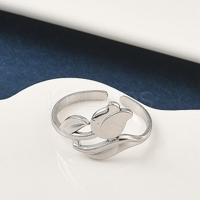 304 Stainless Steel Open Cuff Rings for Women RJEW-A079-12C-P-1