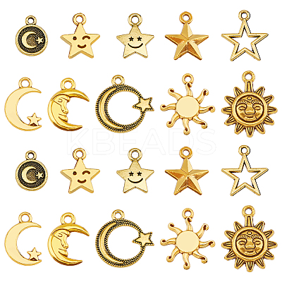 100Pcs 10 Style Tibetan Style Alloy Pendants FIND-FH0008-21-1