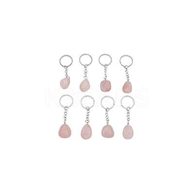Natural Rose Quartz Keychain G-DC0001-24-1