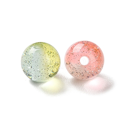 Gradient Color Transparent Resin Beads with Gold Foil RESI-A035-10A-1