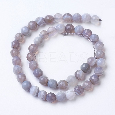 Natural Banded Agate Beads Strands G-G754-02-10mm-1