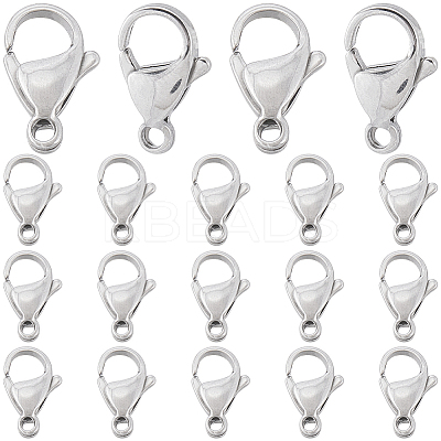 100Pcs 304 Stainless Steel Lobster Claw Clasps STAS-SC0007-12-1
