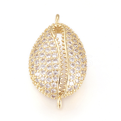 Brass Micro Pave Cubic Zirconia Links ZIRC-L078-035G-NR-1