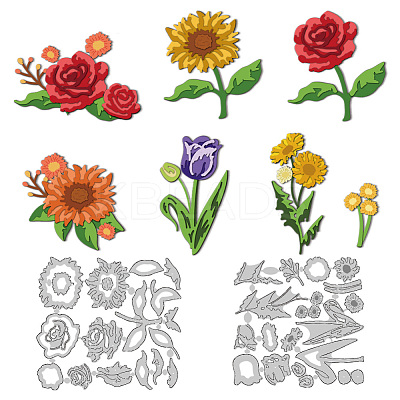 2Pcs 2 Styles Flower Carbon Steel Cutting Dies Stencils DIY-WH0309-3123-1