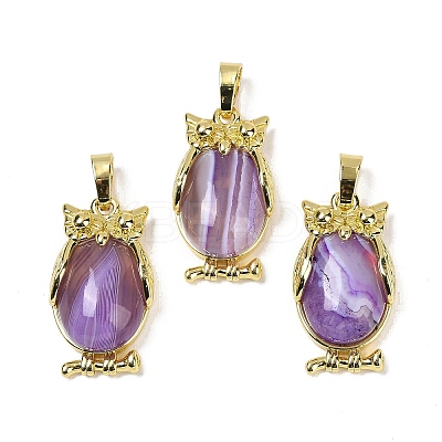 Natural Banded Agate(Dyed & Heated) Pendant KK-F887-02G-16-1