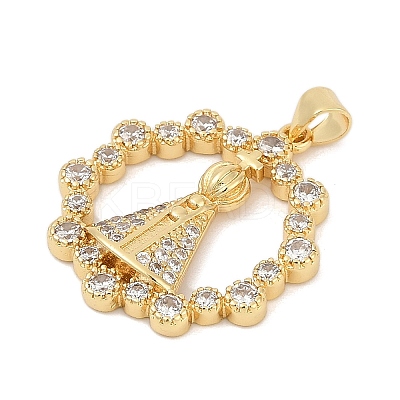 Brass Clear Cubic Zirconia Nossa Senhora Aparecida Pendants KK-U058-54G-1