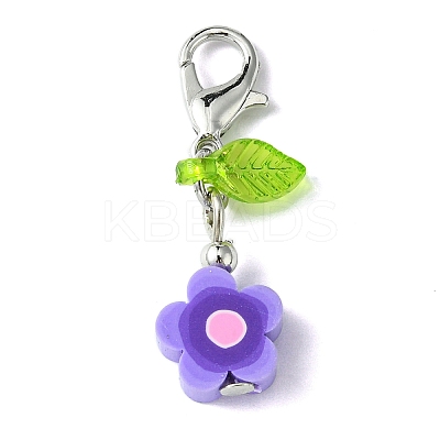 Flower Handmade Polymer Clay Pendant Decorations HJEW-JM01544-02-1