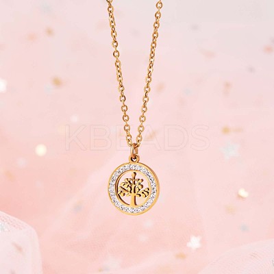 Clear Cubic Zirconia Tree of Life Pendant Necklace JN1048A-1