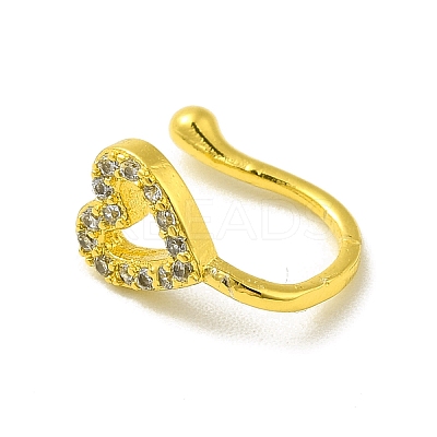 Clear Cubic Zirconia Hollow Heart Clip on Nose Ring LS-AJEW-F059-21G-1
