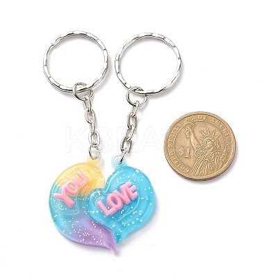 2Pcs Valentine's Day Couple Heart Charm Keychain KEYC-JKC00393-1