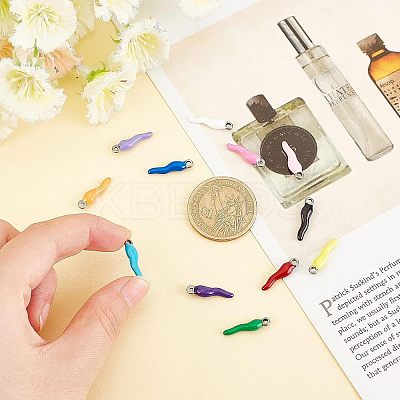 12Pcs 12 Colors Ion Plating(IP) 304 Stainless Steel Pendants STAS-UN0032-93-1