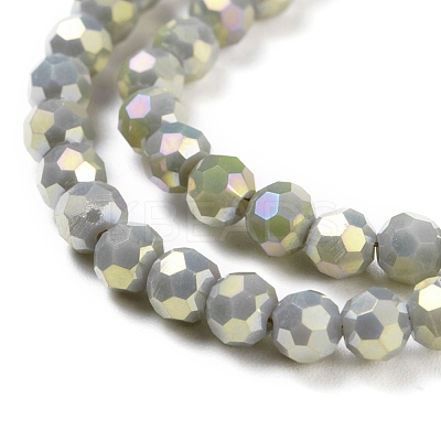 Round Full Rainbow Plated Faceted(32 Facets) Electroplate Glass Beads Strands X-EGLA-J130-FR16-1