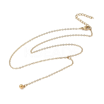 304 Stainless Steel Round Ball Y Tassel Necklaces LS-NJEW-D322-01G-1