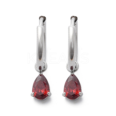 304 Stainless Steel Micro Pave Cubic Zirconia Hoop Earrings STAS-R004-05P-01-1