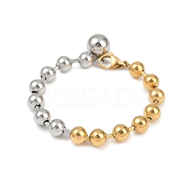 304 Stainless Steel Beaded Bracelets BJEW-Z136-03GP-1