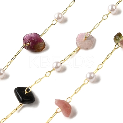 Handmade Natural Multicolor Tourmaline Chip Beaded Chains CHC-F020-02G-05-1