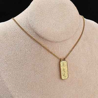304 Stainless Steel Rectangle Number Pendant Necklaces NJEW-D300-01G-04-1