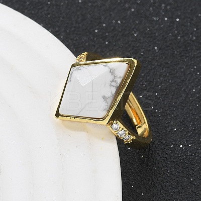 Rhombus Natural & Synthetic Gemstone Finger Rings RJEW-B113-01G-2-1