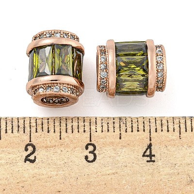Rack Plating Brass Micro Pave Cubic Zirconia European Beads KK-F089-31RG-05-1