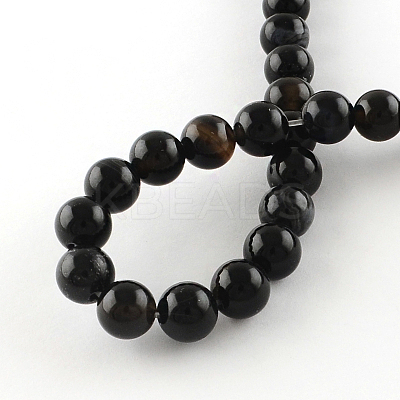 Natural Black Onyx Round Bead Strands G-R198-12mm-1