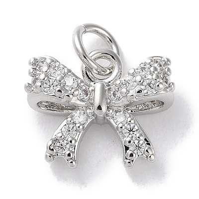 Rack Plating Brass Micro Pave Clear Cubic Zirconia Pendants KK-Z039-11P-1
