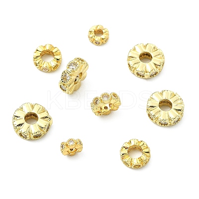 15Pcs 3 Styles Brass Cubic Zirconia Spacer Beads KK-CJ0003-84-1