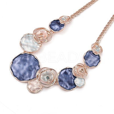 Alloy Colorful Enamel Rose Flower Bib Necklaces NJEW-B113-05-1