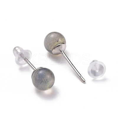 Crackle Round Moonstone Dainty Stud Earrings for Girl Women EJEW-M202-04B-1